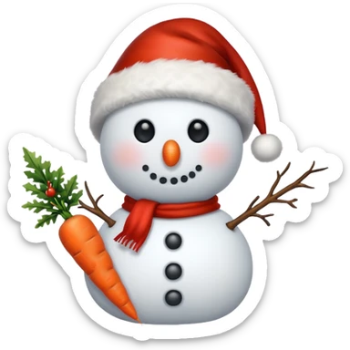 Snowman with Santa hat sticker