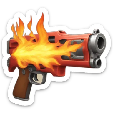fire gun with flames sticker
