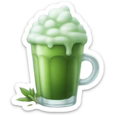 iced matcha with froth in cup sticker