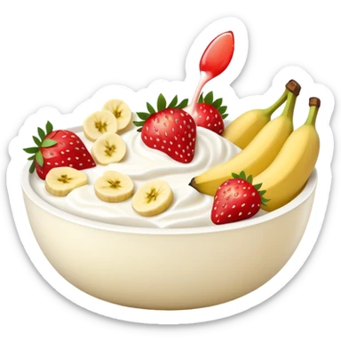 Yogurt bowl with strawberries and bananas sticker