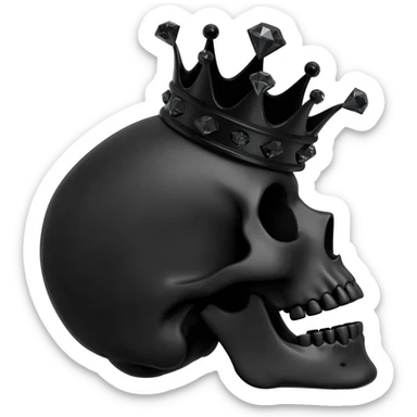 generate an improved black crown with black diamonds inside the mouth of a black skull sticker