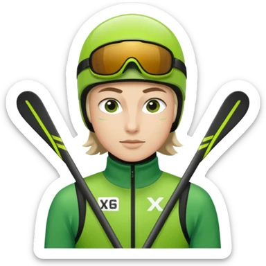 Xc ski racer in green and black clothing  sticker
