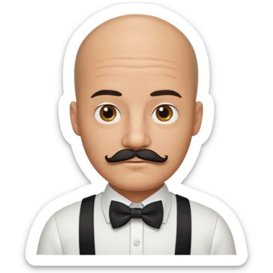 Bald guy with thick black mustache & bow tie sticker