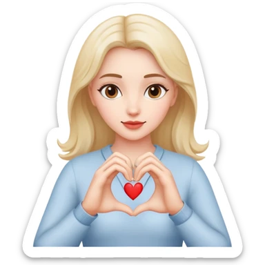 making heart shape with her hands sticker