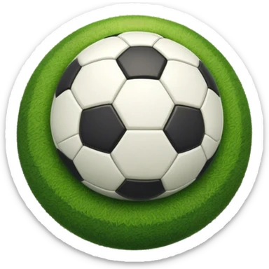 Cinematic Realistic image of a soccer ball resting on a lush, manicured field, rendered with detailed panel textures and crisp stitching, bathed in soft, natural lighting that highlights its timeless athletic appeal sticker