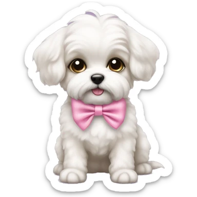 schichon puppy pink bow sticker