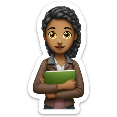 A young woman who is doing her homework  sticker