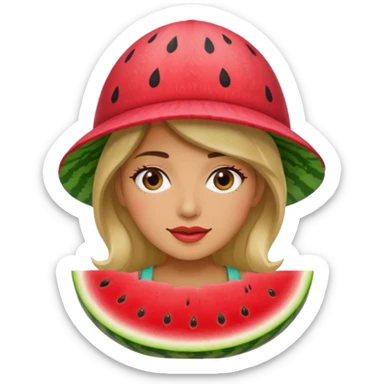 woman with watermelon hat sticker