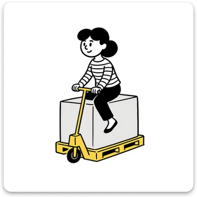 Make the pallet truck yellow, keep the same style and subject, hand-drawn doodle style. sticker