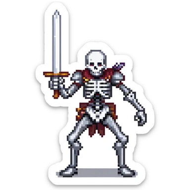 skeleton with a sword, action pose sticker