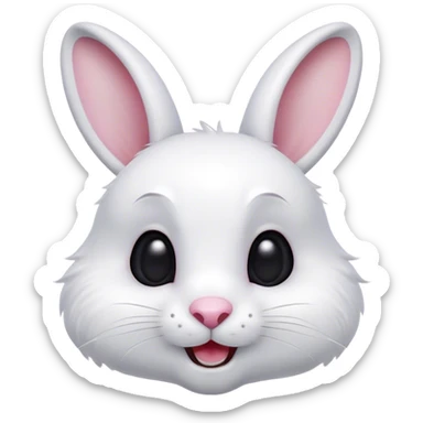 Cinematic Comical White Rabbit Portrait Emoji, Head tilted dramatically with an exaggeratedly amused expression, featuring a pristine white fur with perky, expressive ears and wide, playful dark eyes filled with disbelief, Simplified yet hilariously expressive features, highly detailed, glowing with a slightly sassy glow, high shine, dramatic yet playful, stylized with an air of cheeky mischief, bright and endearing, soft glowing outline, capturing the essence of a spirited and over-the-top bunny, so meme-worthy it feels like it could side-eye its way into internet fame instantly! sticker