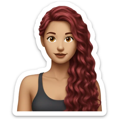 Beautiful burgundy haired realistic girl with long hair sticker