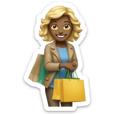 Happy woman on shopping  sticker