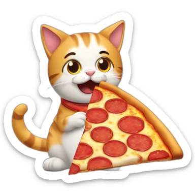 cat eating a slice of pizza sticker