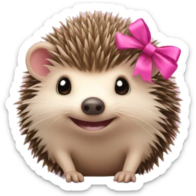Hedgehog holding a pink bow sticker