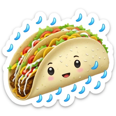 Cloud with tacos raining out of it sticker