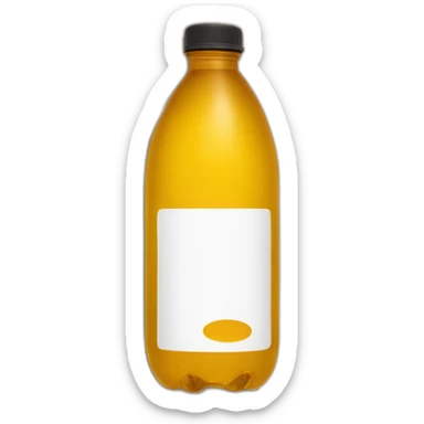 american style plain no label water bottle on the ground halfway with brownish yellow liquid (sideways) sticker