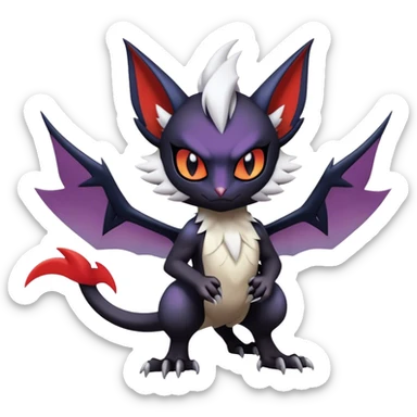 Edgy Cool Kawaii Litten-Noivern-Noibat-Absol-Pokémon Full Body sticker