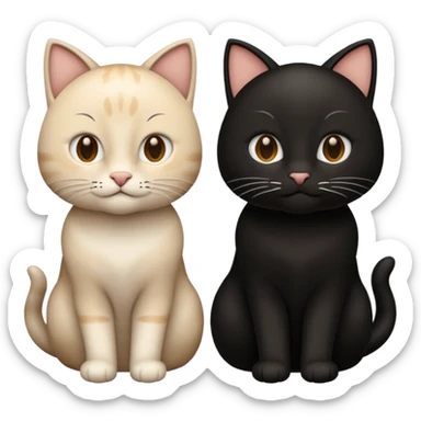Due gatti, uno bianco e uno nero  sticker