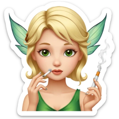 a beautiful fairy smoking a cigarette  sticker