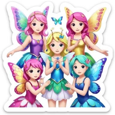 (1 Rainbow Glitter Magical Girl With Butterfly Wings), (1 Hot Pink Magical Girl With Butterfly Wings)(3 Sun Magical Girl With Butterfly Wings)(1 Moon Magical Girl With Butterfly Wings)(1 Aurora Borealis Magical Girl With Butterfly Wings)(1 Galaxy Magical Girl With Butterfly Wings) sticker
