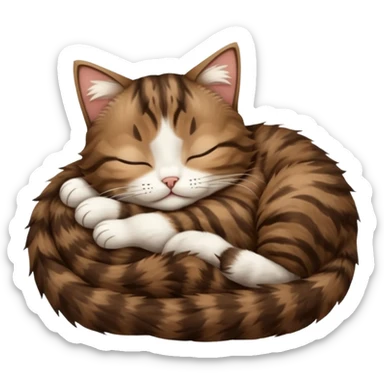 dark brown tabby and white cat sleeping in funny positions upside down sticker