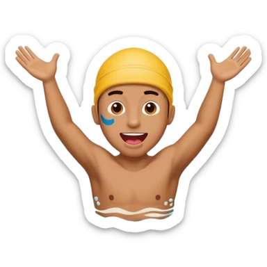 guy sticking out tongue doing swimming arms sticker