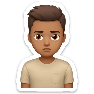 a pretty bratz dusky guy with half sleeved beige tshirt looking sleepy and bored sticker