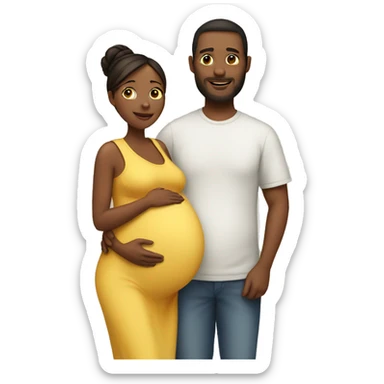 A pregnant woman with her husband  sticker