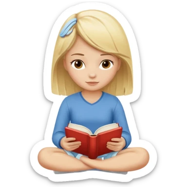 Blonde girl sitting reading a book sticker
