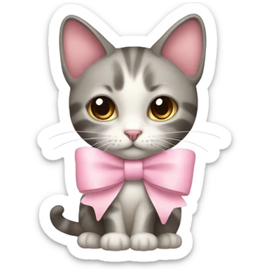Cat with a pastel pink bow  sticker