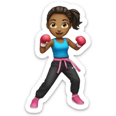 Girl doing kick box sticker
