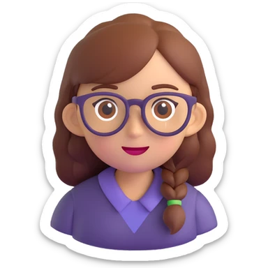 girl with glasses, 3d emoji style sticker