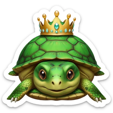 a domestic turtle with a tiara sticker