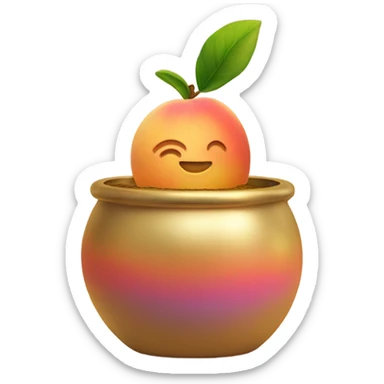 https://www.emojis.com/emoji/peach-dbW251pzguz in https://www.emojis.com/emoji/golden-pot-end-of-rainbow-ZOL8MPK sticker