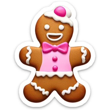 Gingerbread cookie with pink and white frosting  sticker