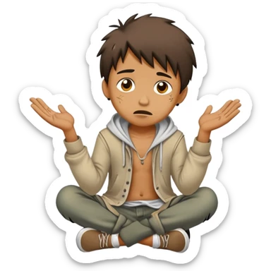 Broke boy on streets begging for money sticker