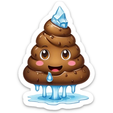 A poo holding ice sticker