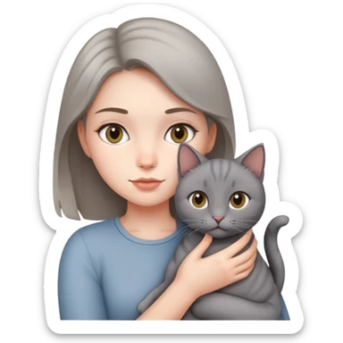 girl with cat in hand  sticker