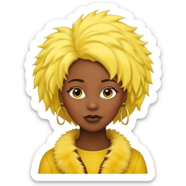 fashionist black woman with yellow fur hair clip sticker