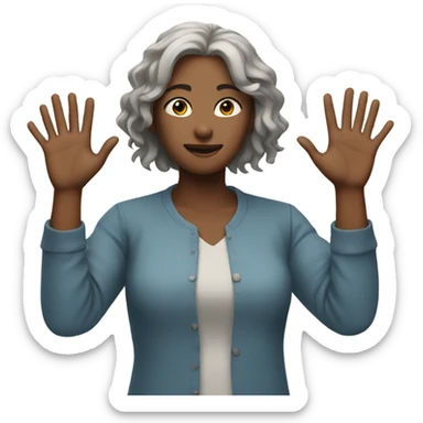 Krisha with her hands raised  sticker