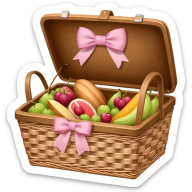 picnic basket decorated with a soft pink bow sticker