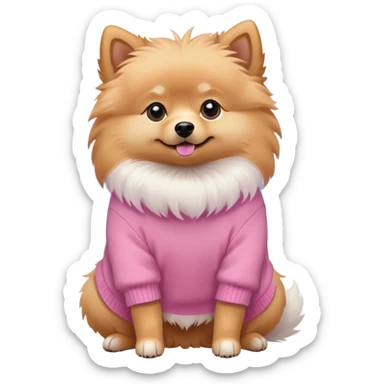 Spitz dog in a pink sweater sticker