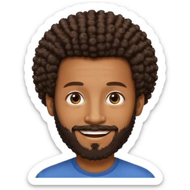 brown skin man with beard and a tiny curly  Afro fade with dark dark brown eyes  sticker