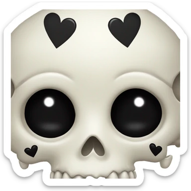 Skull with black heart eyes sticker