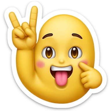Emoji sticking its tongue out with its middle finger sticker