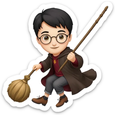 Harry potter riding on a broomstick sticker