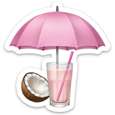 coconut drink with light pink umbrella sticker