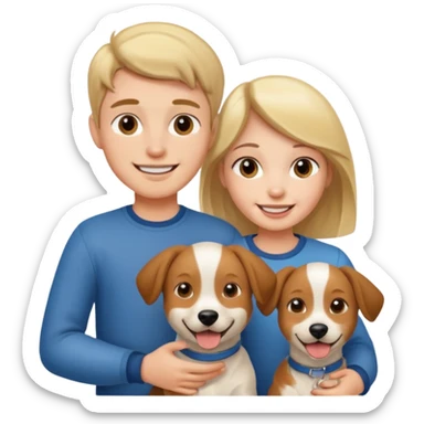 Girl and boy with a dog sticker