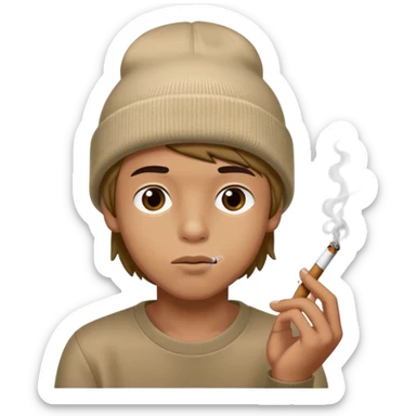 mysterious boy in beanie smoking a blunt sticker